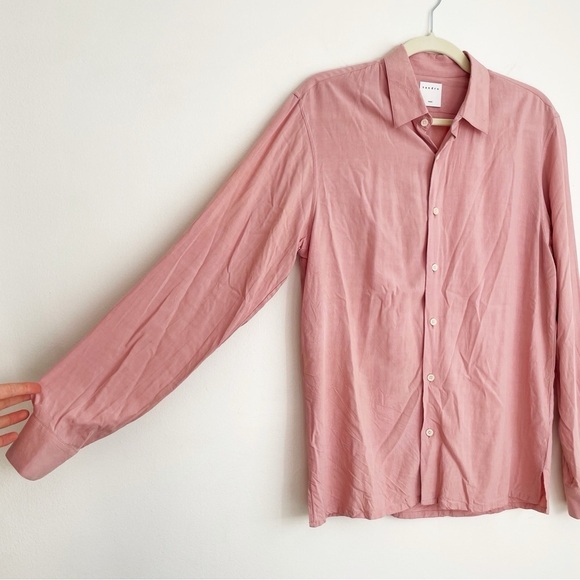 Sandro Oversized button down shirt long sleeve pale pink collared office chic S - Picture 10 of 13